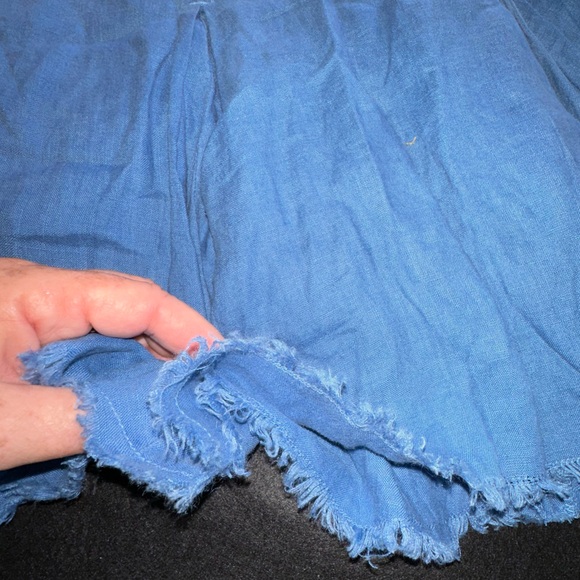 Boden size 12 blue linen skirt with pleats Attached cotton slip VGUC.raw edges - Picture 6 of 9